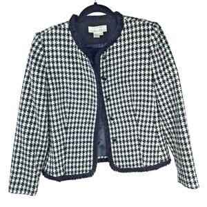 Shomi Petites Short Jacket Women - Size 8 - Black & White Check Long Sleeve
